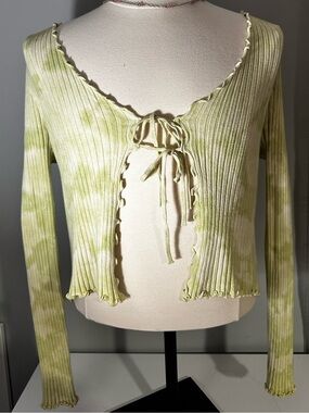 American Eagle Outfitters Pale Lime Ribbed Top